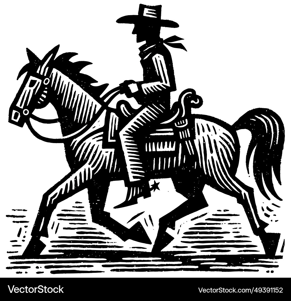 Cowboy riding horse Royalty Free Vector Image - VectorStock