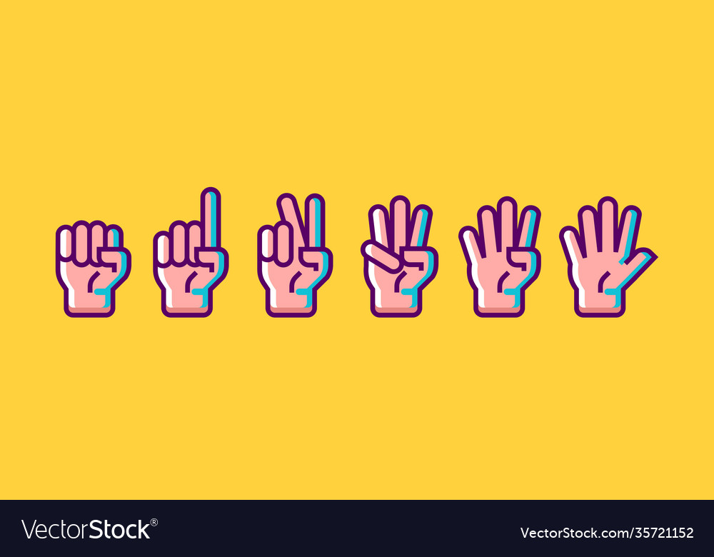 Hand count, gesture hand one, two, three, four, five, count to