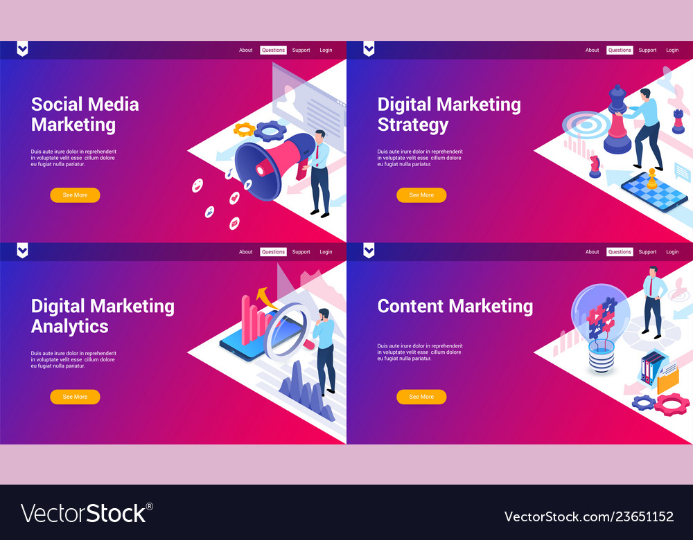 Isometric landing page set 02 Royalty Free Vector Image