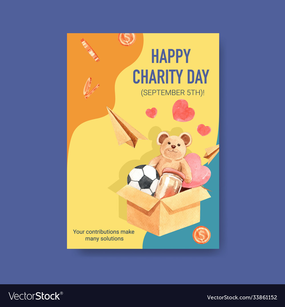 Poster template with international day charity Vector Image