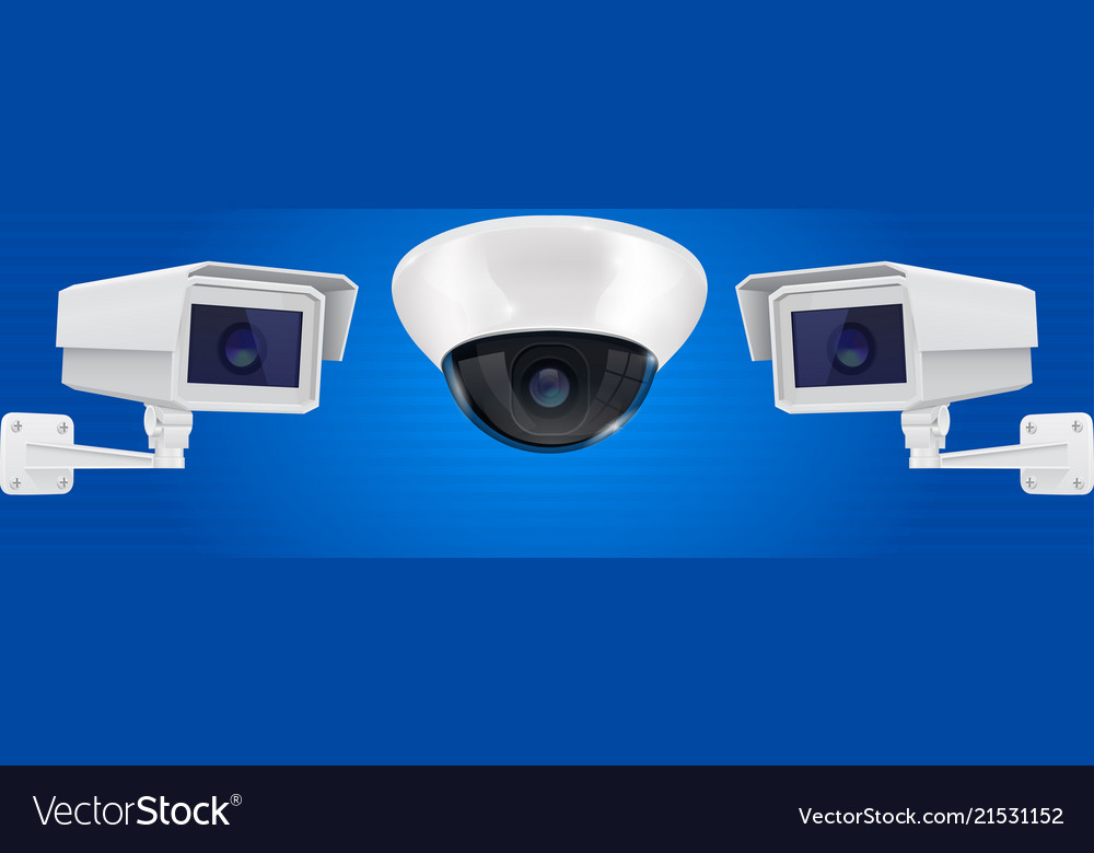 Security Camera Set Wall And Ceiling Mount Cctv Vector Image