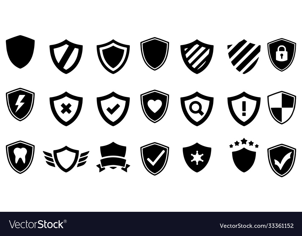 Shield Icons Set Royalty Free Vector Image Vectorstock