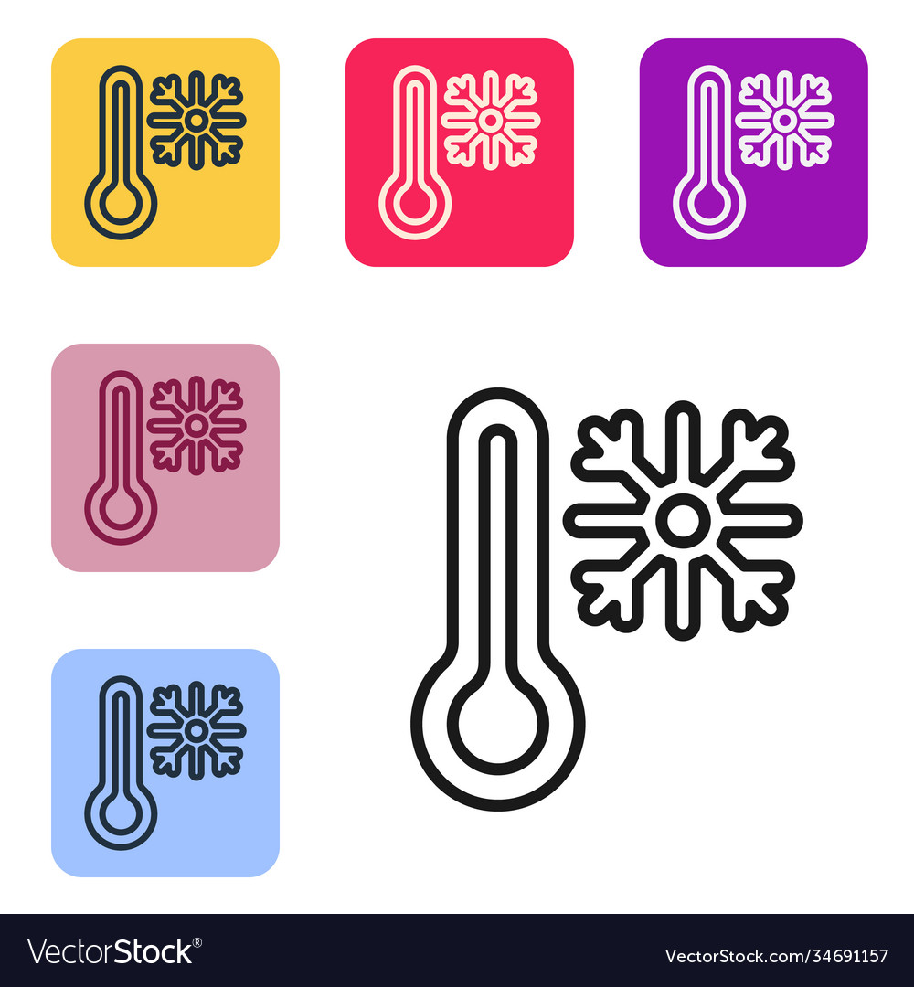 Black line thermometer with snowflake icon Vector Image