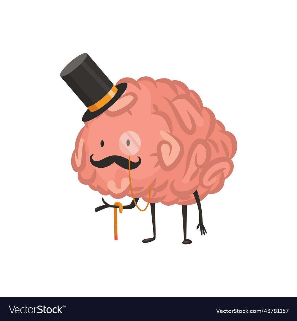 Brain character emotion intelligence emoji Vector Image