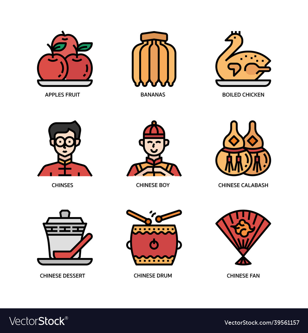 chinese new year icon set