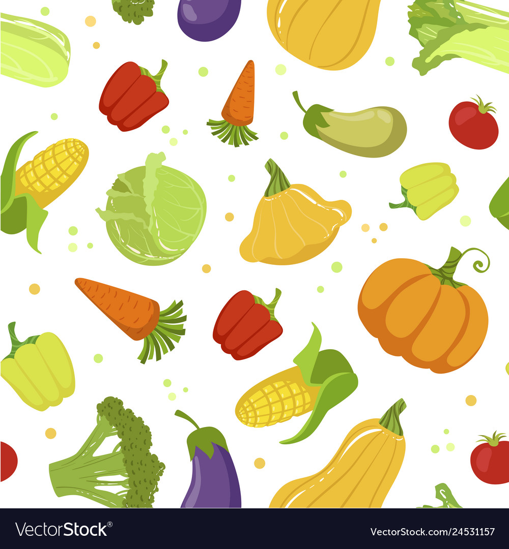 Colorful farm fresh vegetables seamless pattern Vector Image