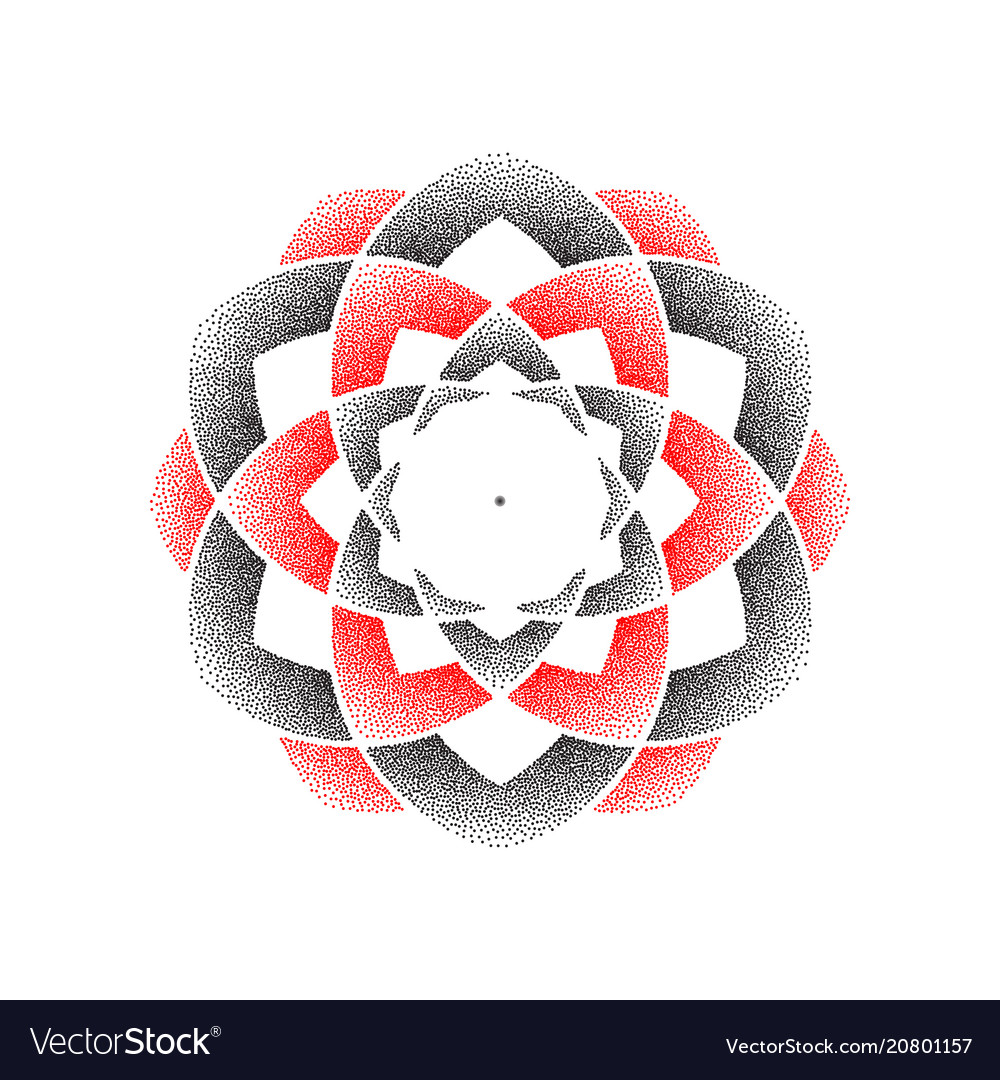 Dots black and red circle flower Royalty Free Vector Image