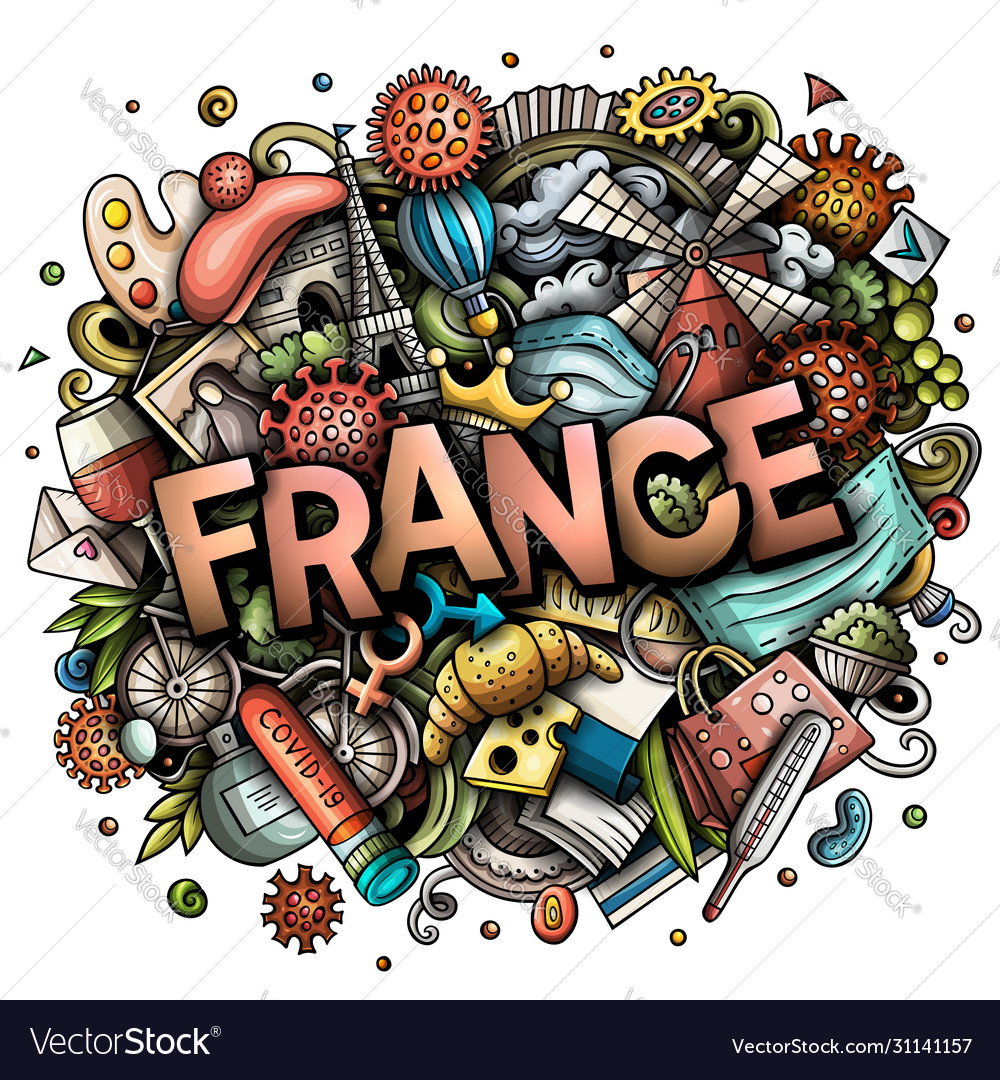 France Hand Drawn Cartoon Doodles Royalty Free Vector Image