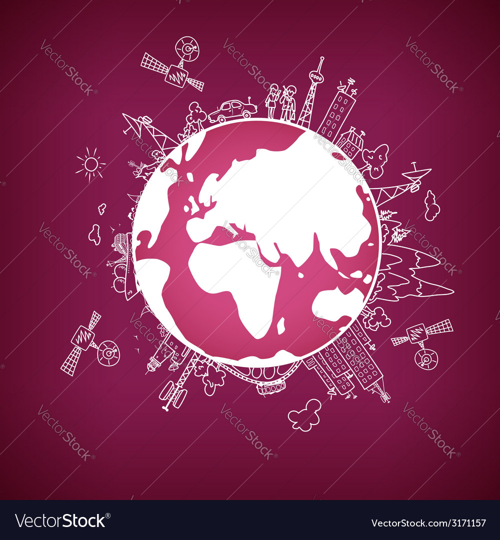 Global information network on the globe Royalty Free Vector