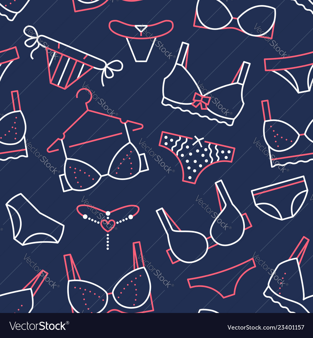 Lingerie seamless pattern with flat line icons Vector Image