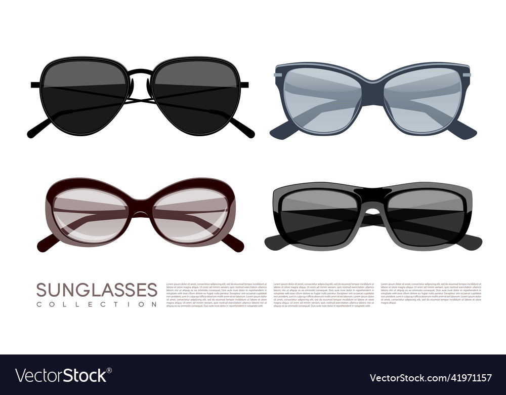 Modern Fashionable Stylish Sunglasses Set Vector Image