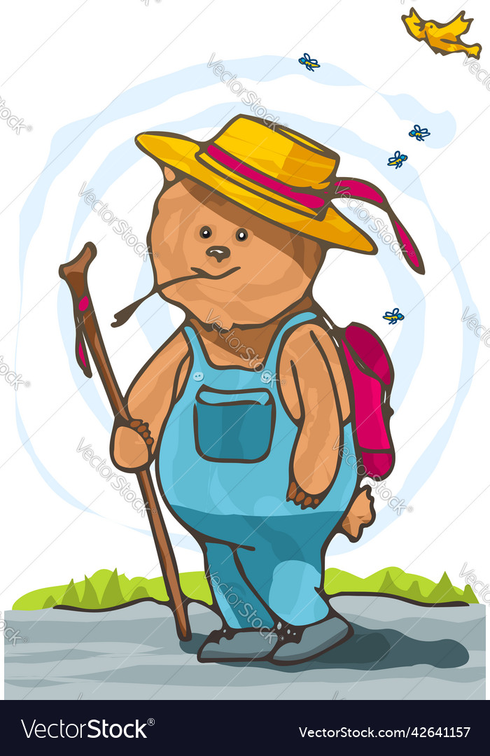 Sweet little bear hike vector image Sweet little bear hike