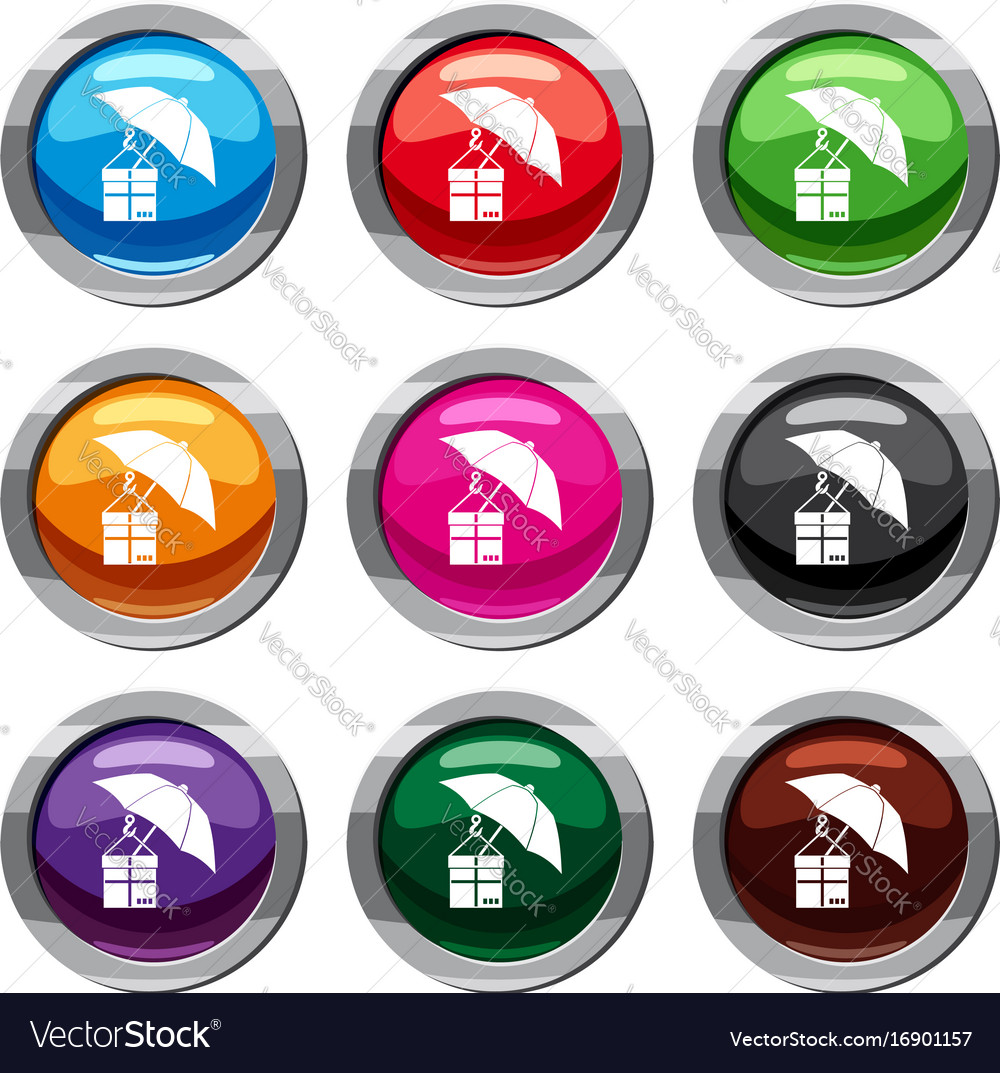 Umbrella and a cardboard box set 9 collection Vector Image