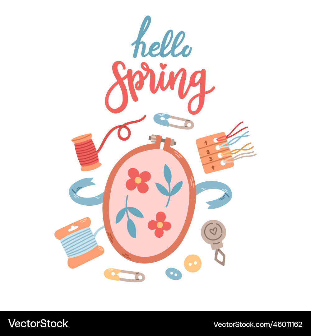 Hello spring hand drawn Royalty Free Vector Image
