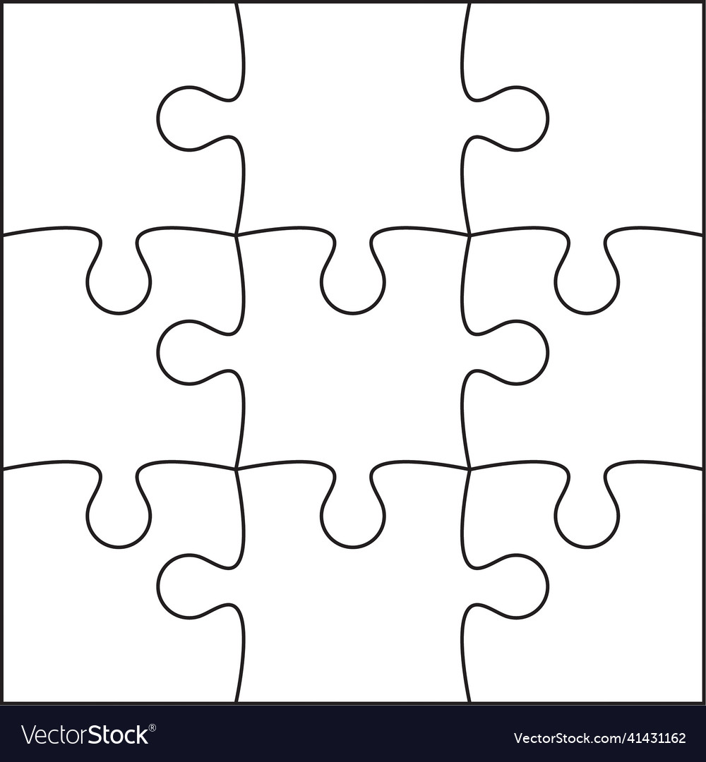 Color puzzles piece jigsaw - 9 pieces Royalty Free Vector