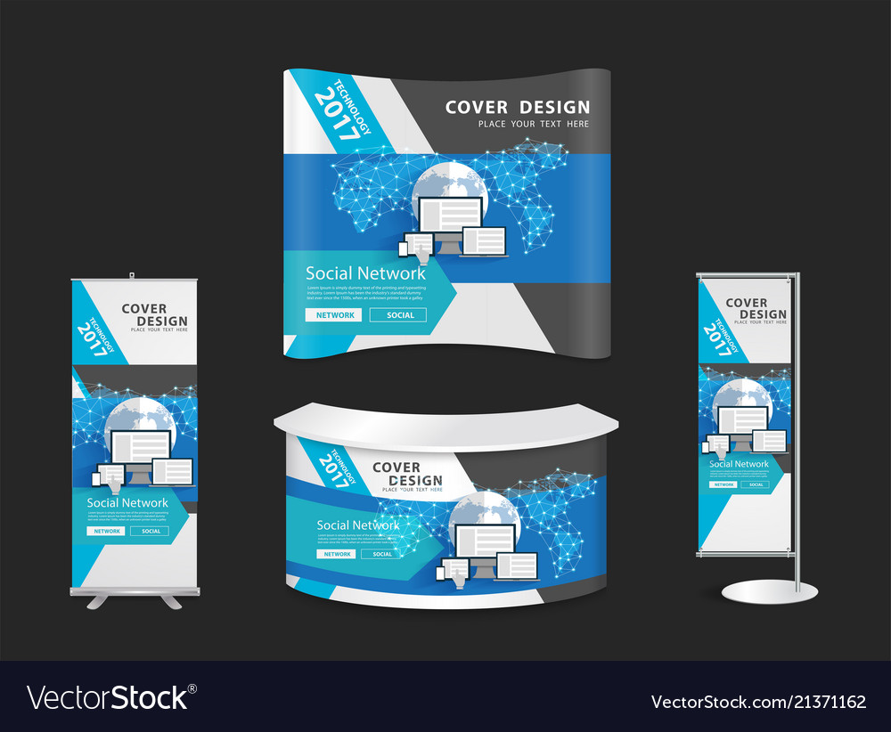 Download Trade Show Booth Mock Up Exhibition Stand Vector Image PSD Mockup Templates