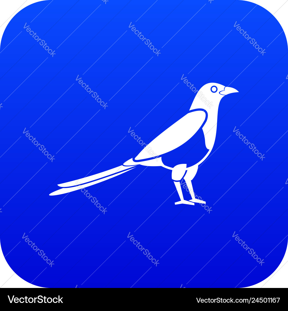 Bird magpie icon digital blue Royalty Free Vector Image