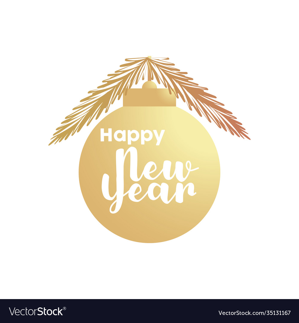 Happy new year golden lettering in ball Royalty Free Vector