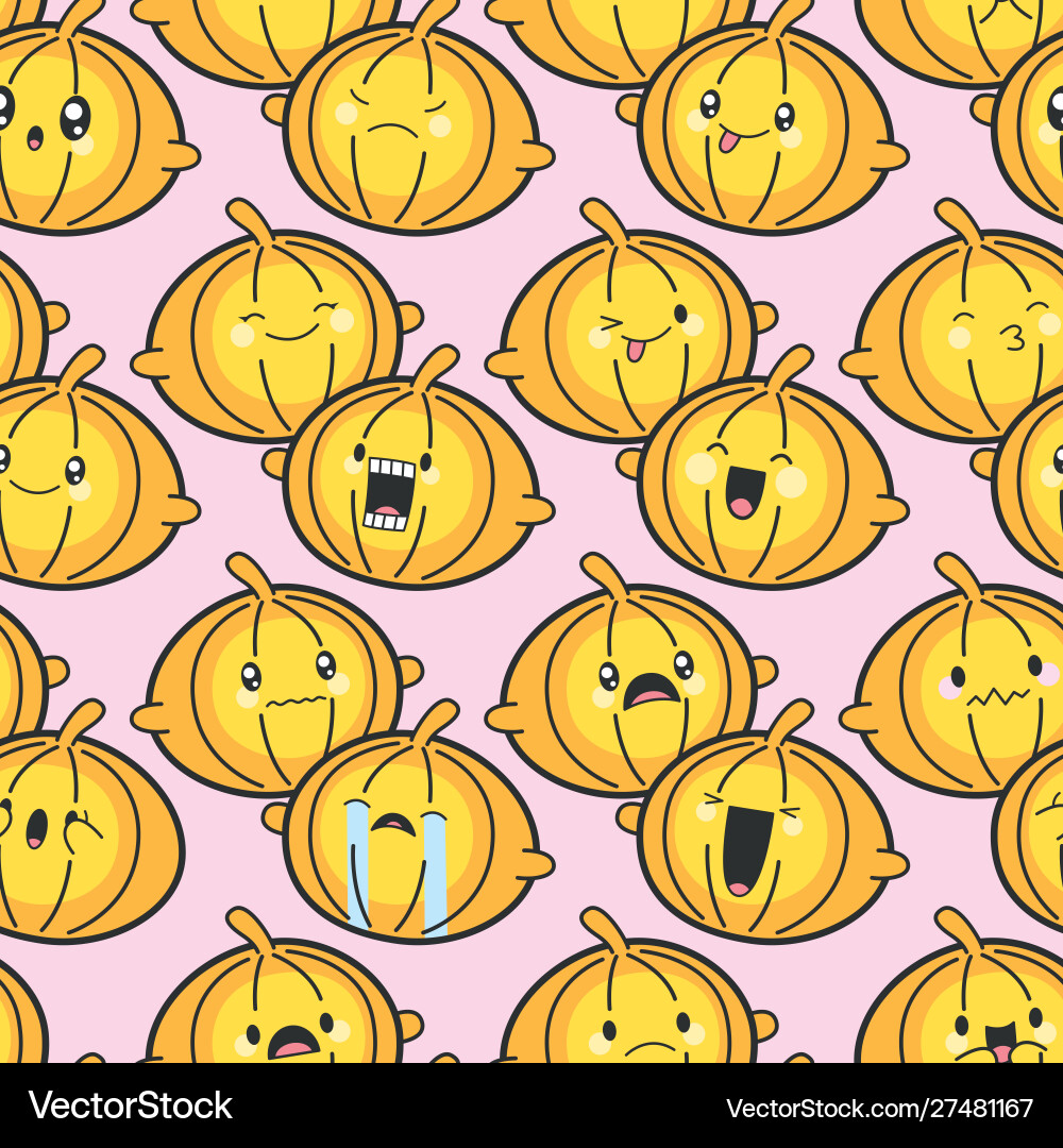 Seamless background set of cute pumpkins Vector Image