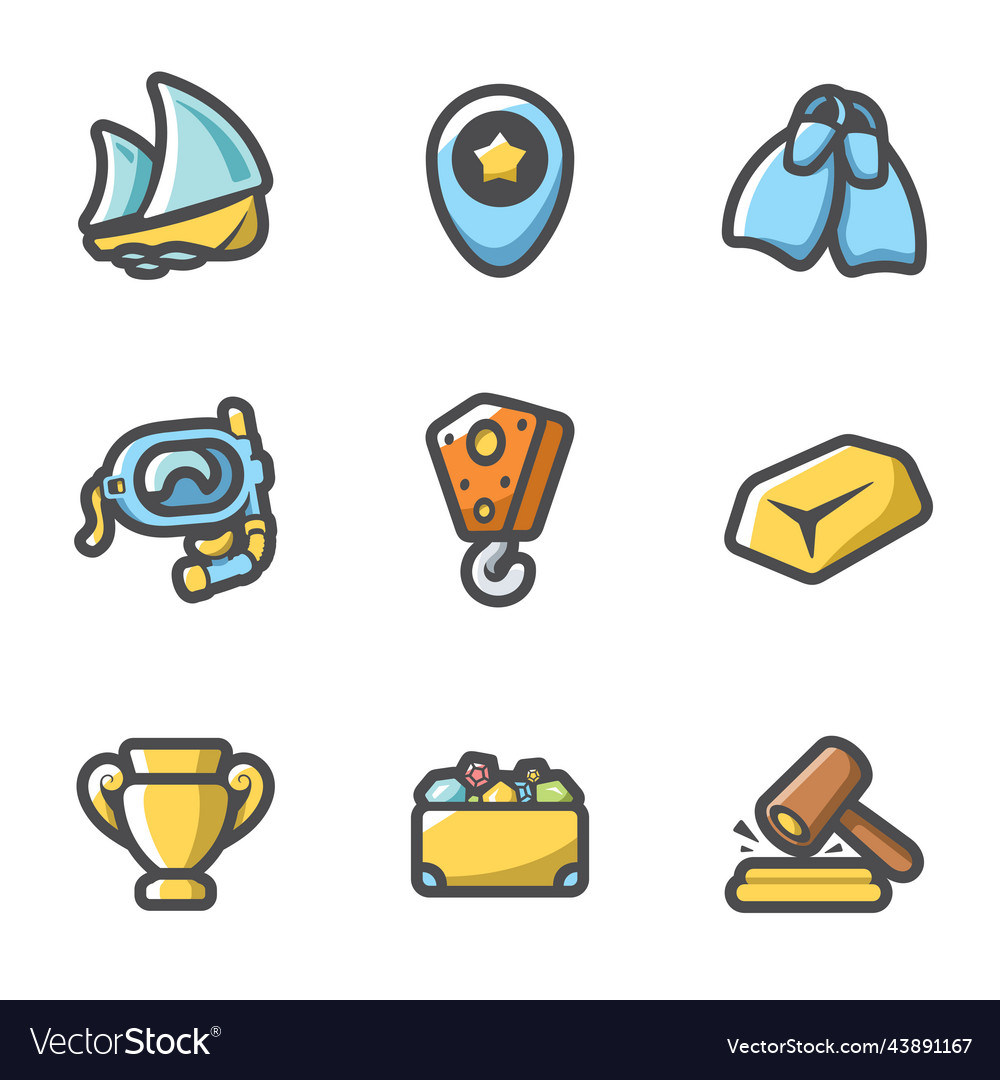 Treasure Hunt Icons Set Royalty Free Vector Image Treasure Hunt Icons Set Royalty Free Vector Image