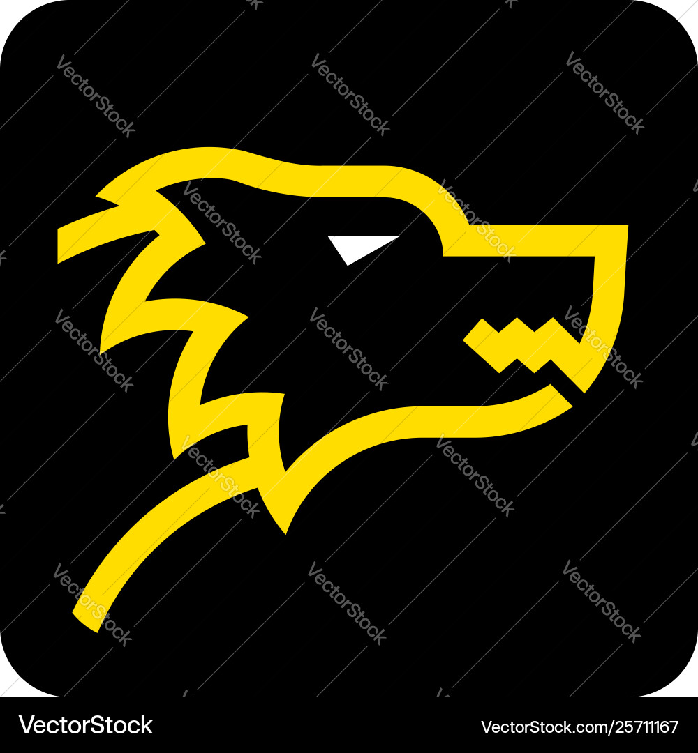 Wolf head icon in yellow and black in lineal Vector Image