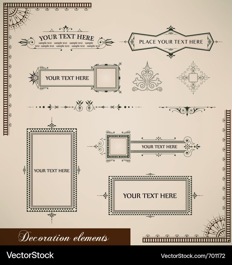 Calligraphic elements vintage set Royalty Free Vector Image