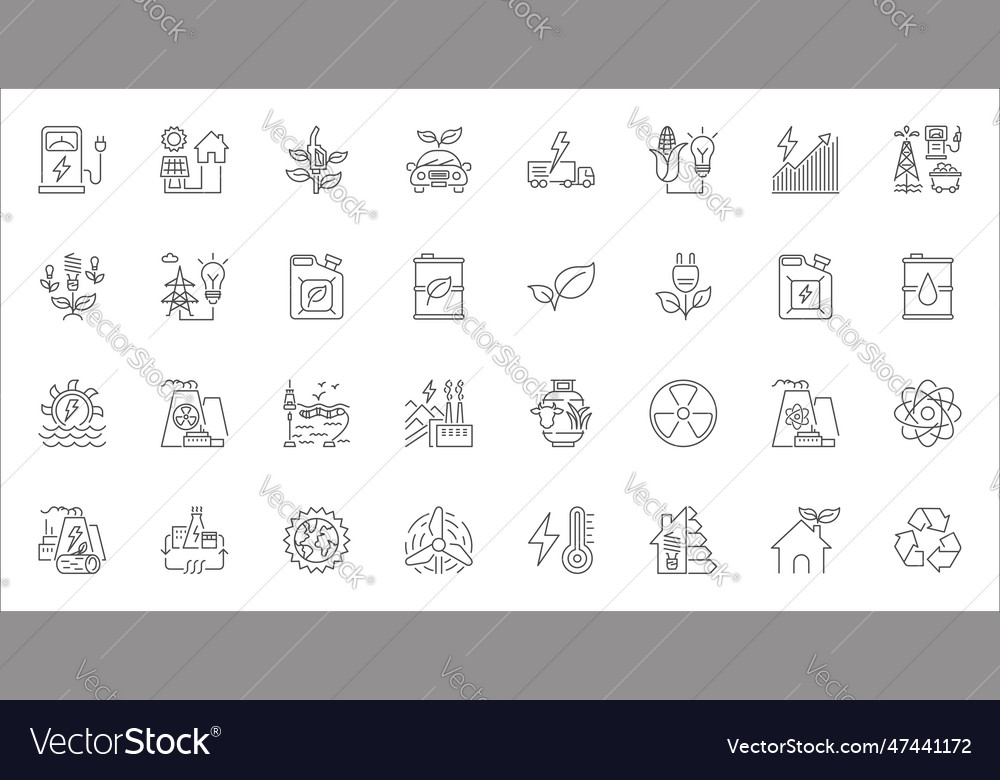 Energy related linear icon set