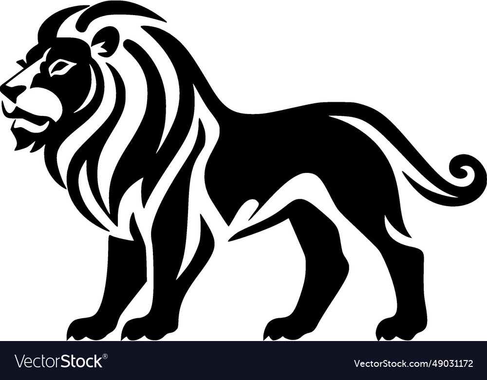 Lion - black and white Royalty Free Vector Image