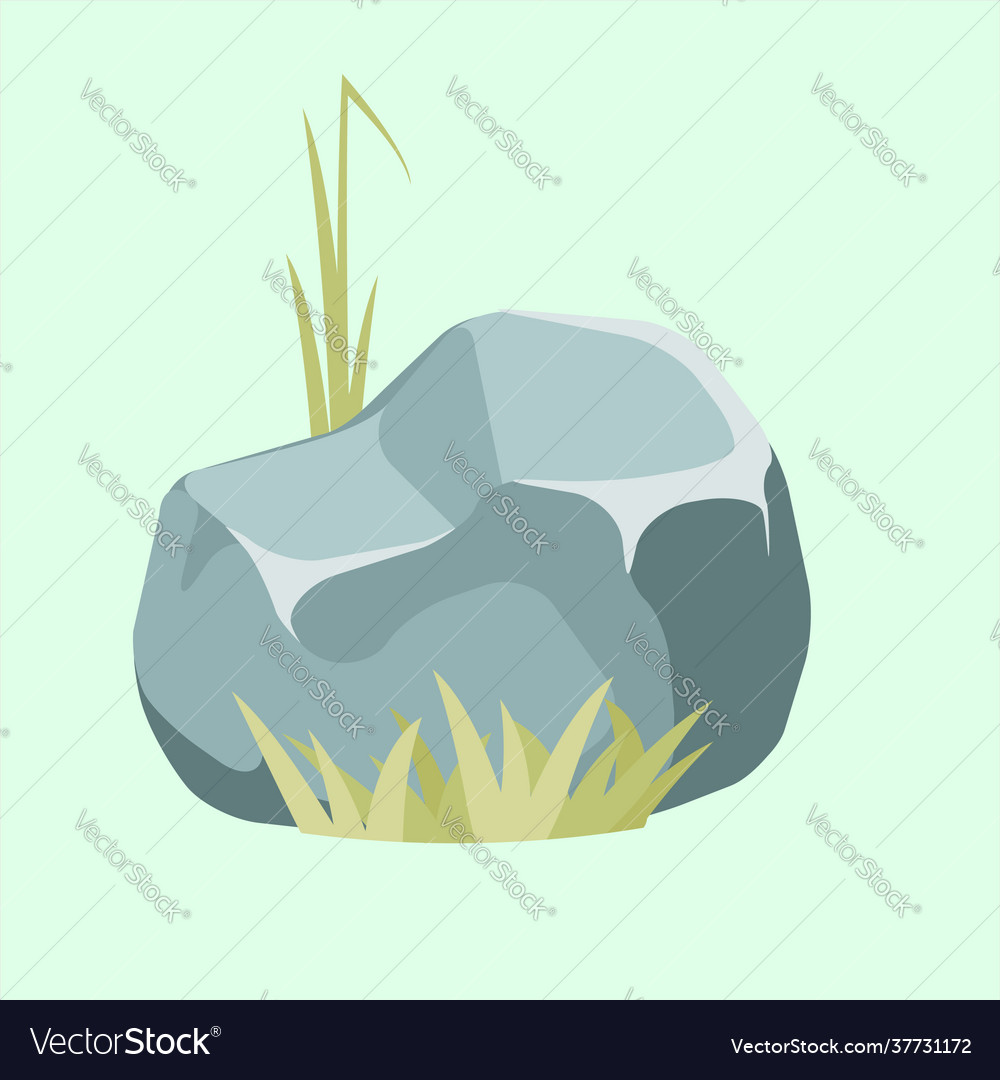 Rocks with grass stone Royalty Free Vector Image