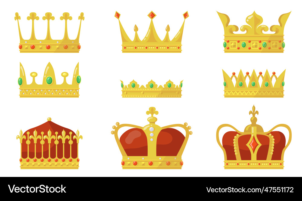 Royal crown set Royalty Free Vector Image - VectorStock