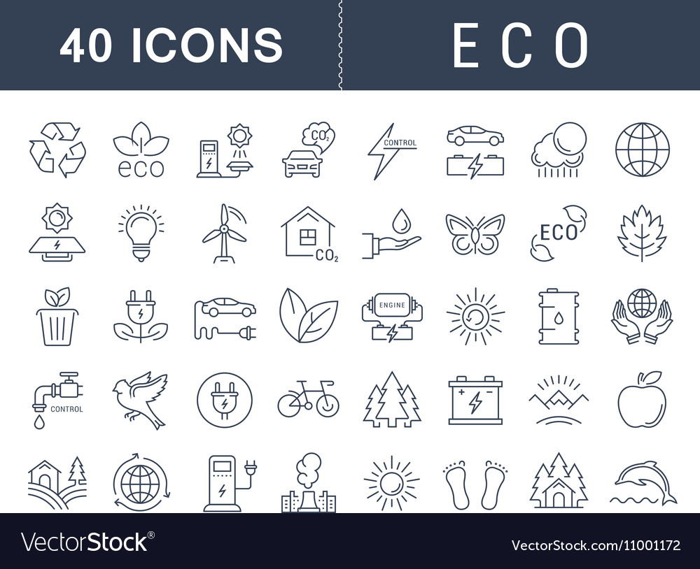 Set flat line icons eco and bio Royalty Free Vector Image