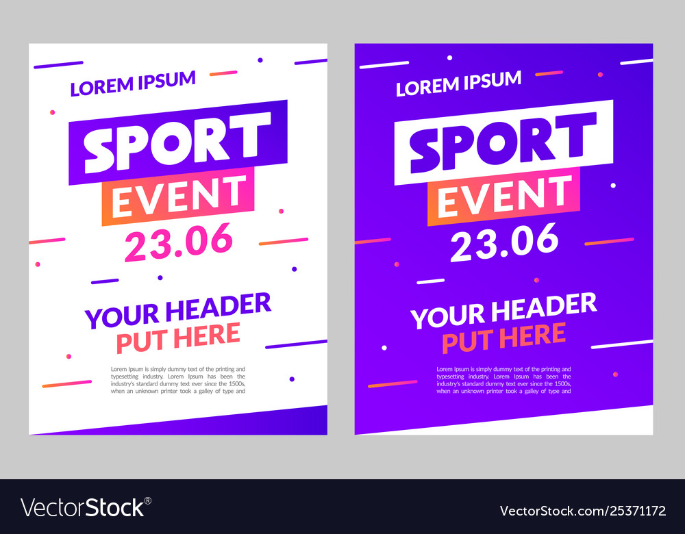 Sport flyer design banner poster event Royalty Free Vector