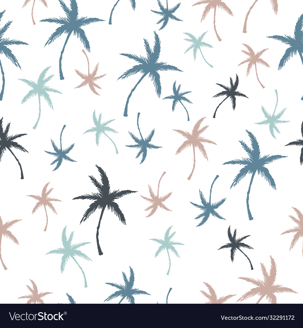 Summer seamless pattern with simple palm trees Vector Image