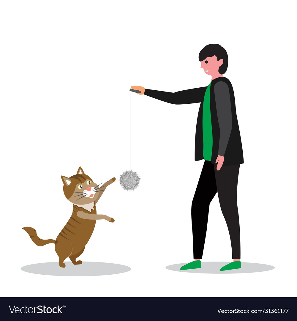 A man playing with cat image man Royalty Free Vector Image A man playing with cat image man Royalty Free Vector Image