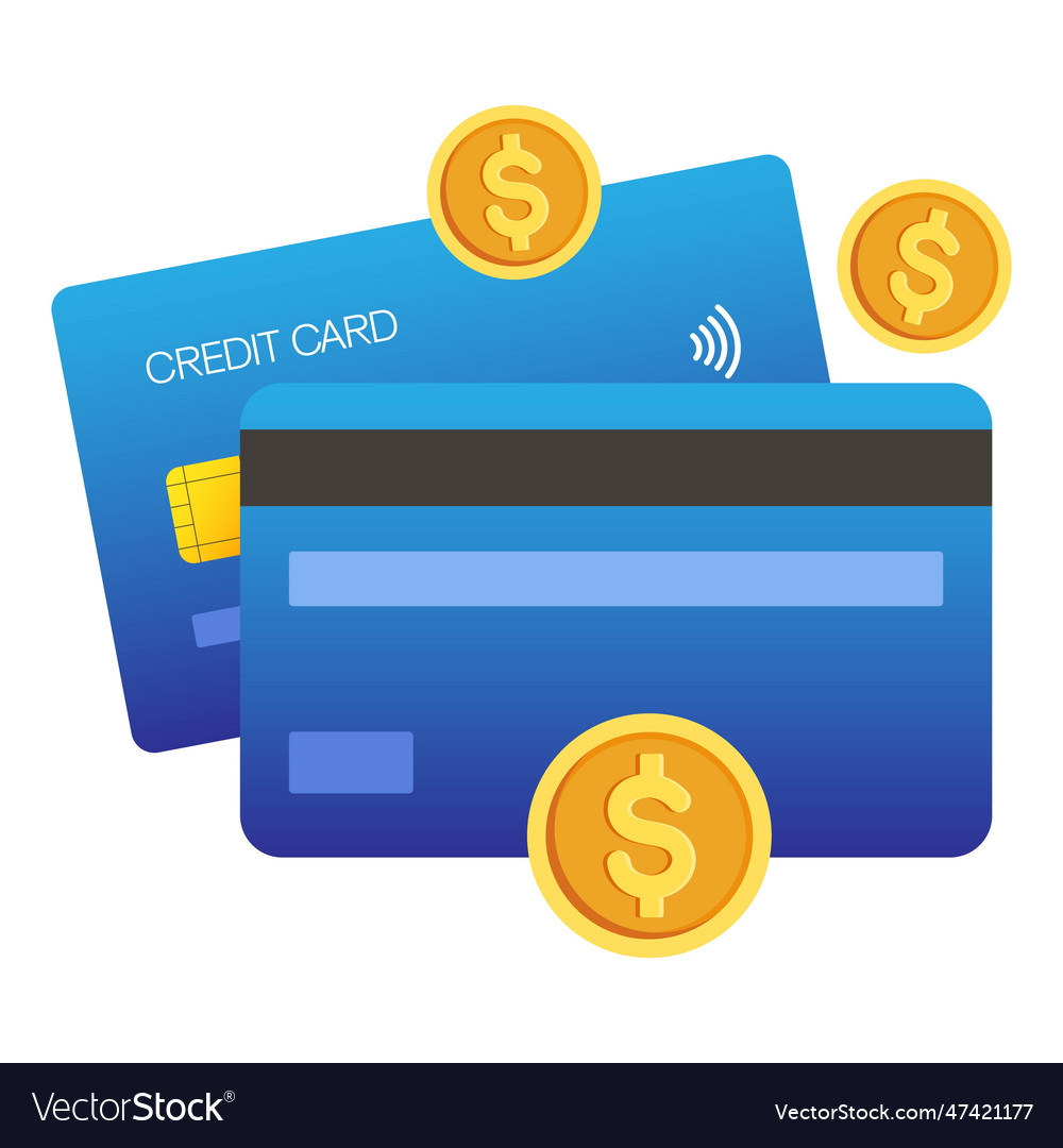 Credit card payment with usd coins Royalty Free Vector Image