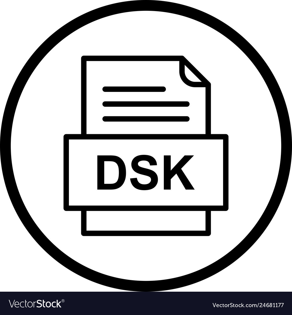 Dsk file document icon Royalty Free Vector Image