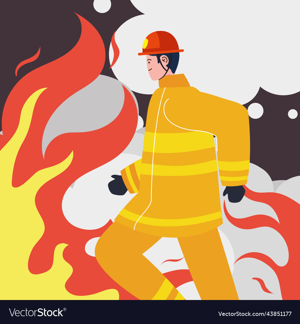 Fireman running character Royalty Free Vector Image