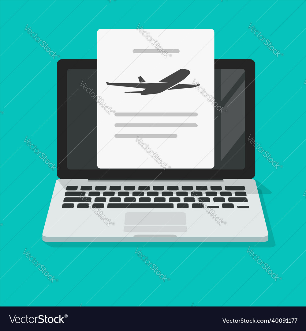 Flight check in online on computer screen Vector Image
