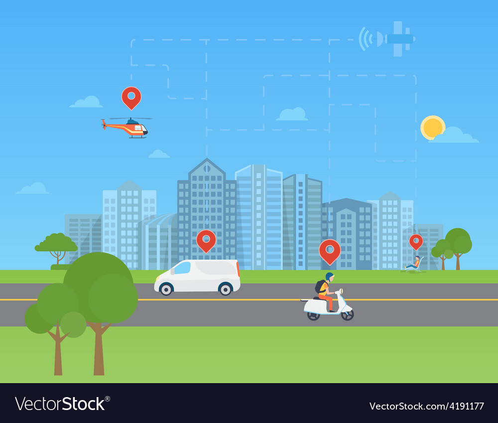Global positioning system data monitoring Vector Image