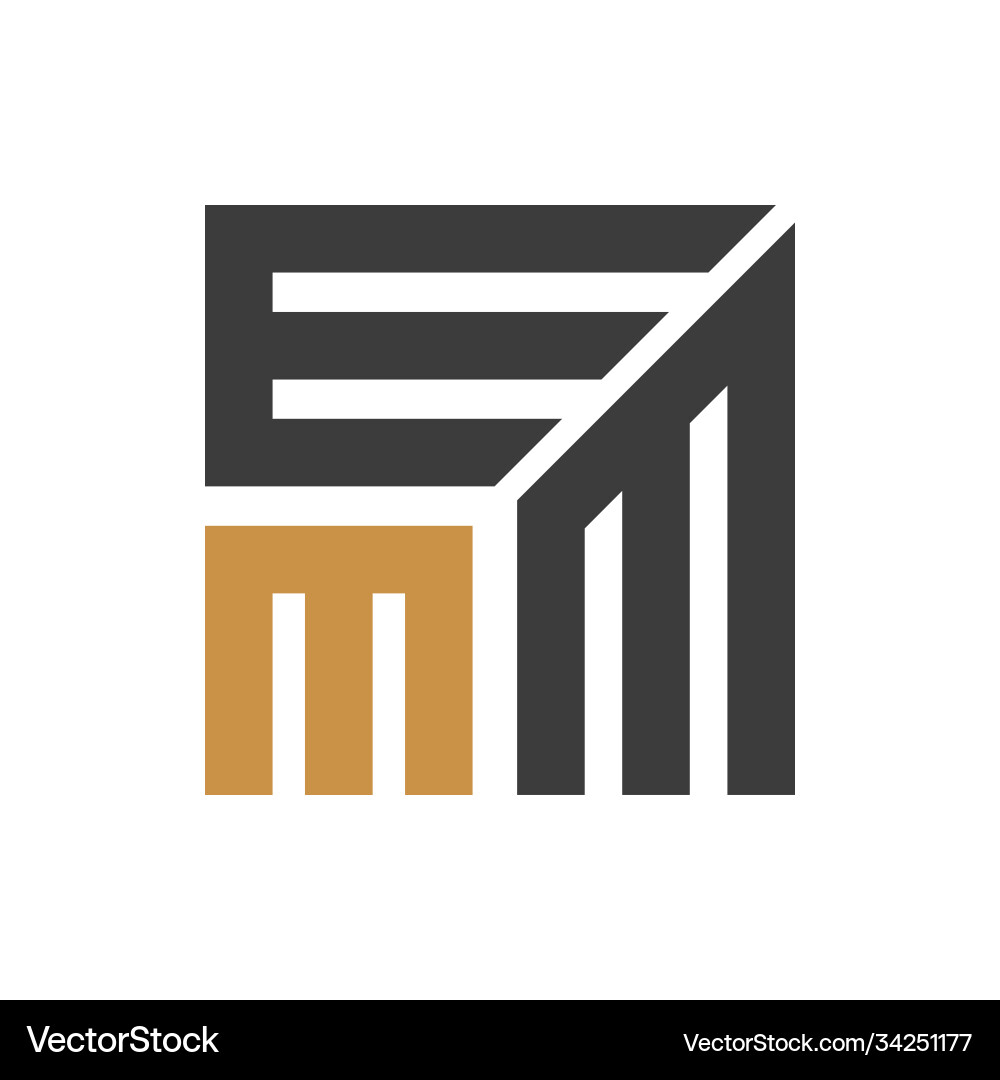 Initial letter em logo or me logo design Vector Image