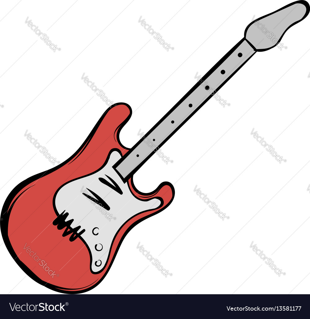 Red electric guitar icon cartoon Royalty Free Vector Image