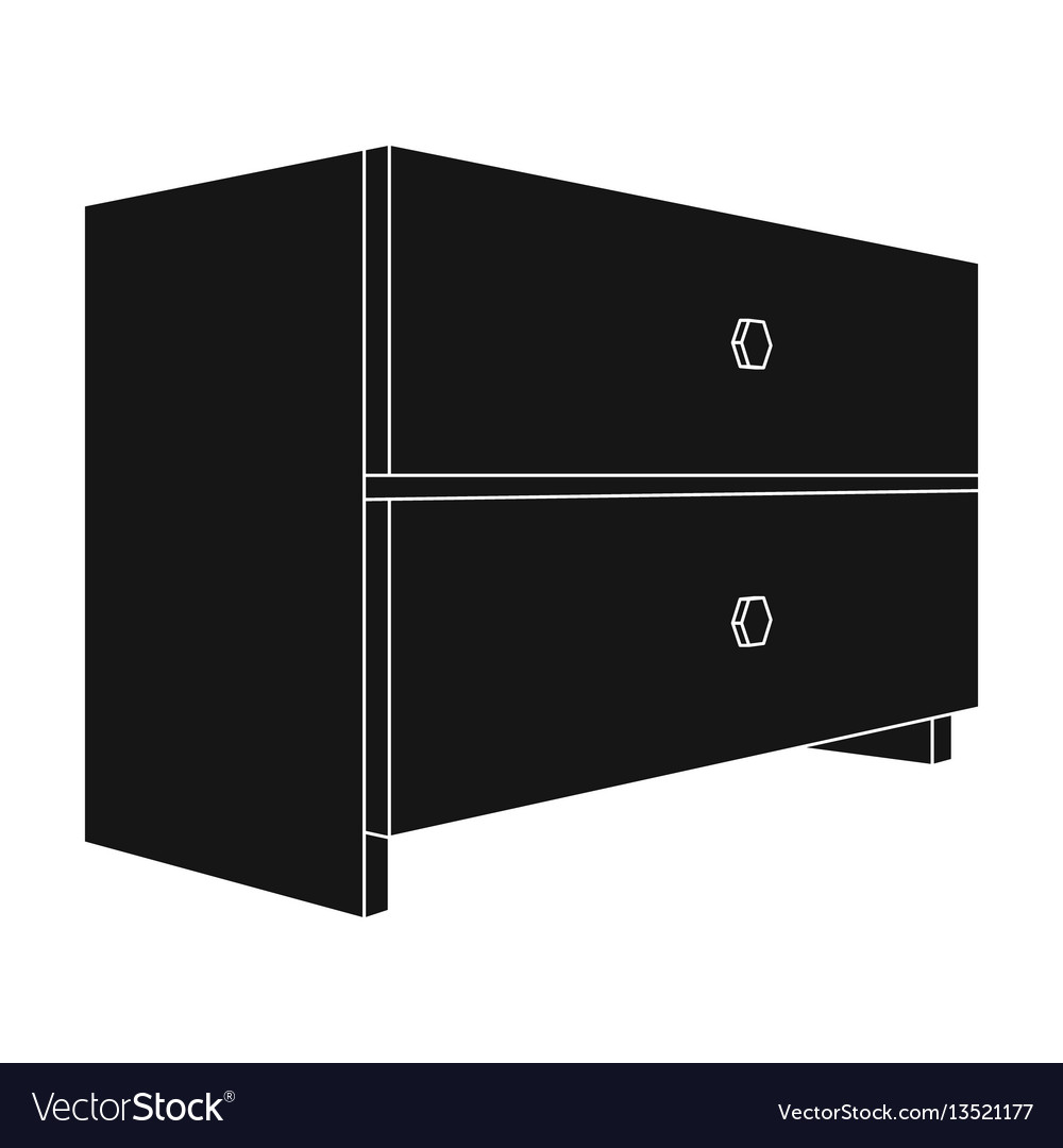White Bedside Table With Two Drawersroom Vector Image On Vectorstock