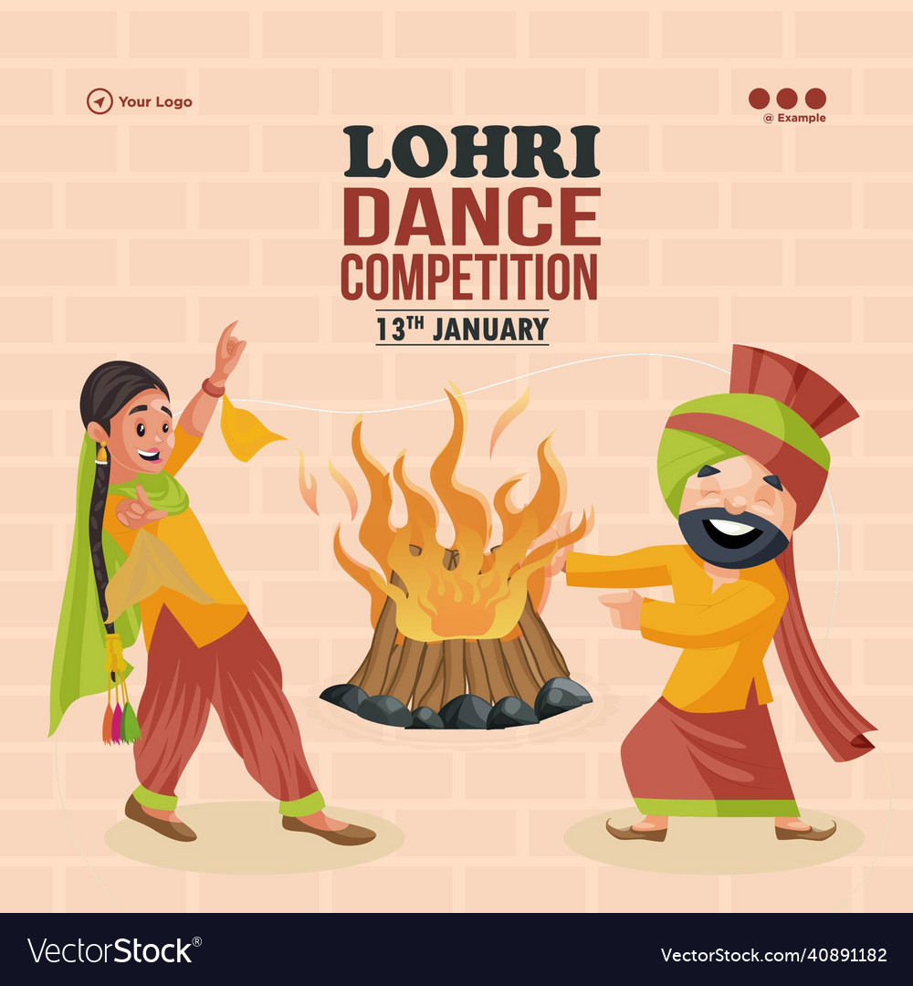 Banner design of lohri dance competition Vector Image