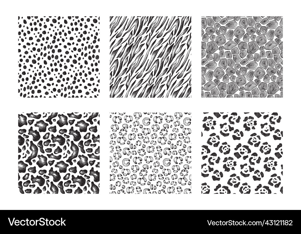 Collection of six seamless patterns Royalty Free Vector