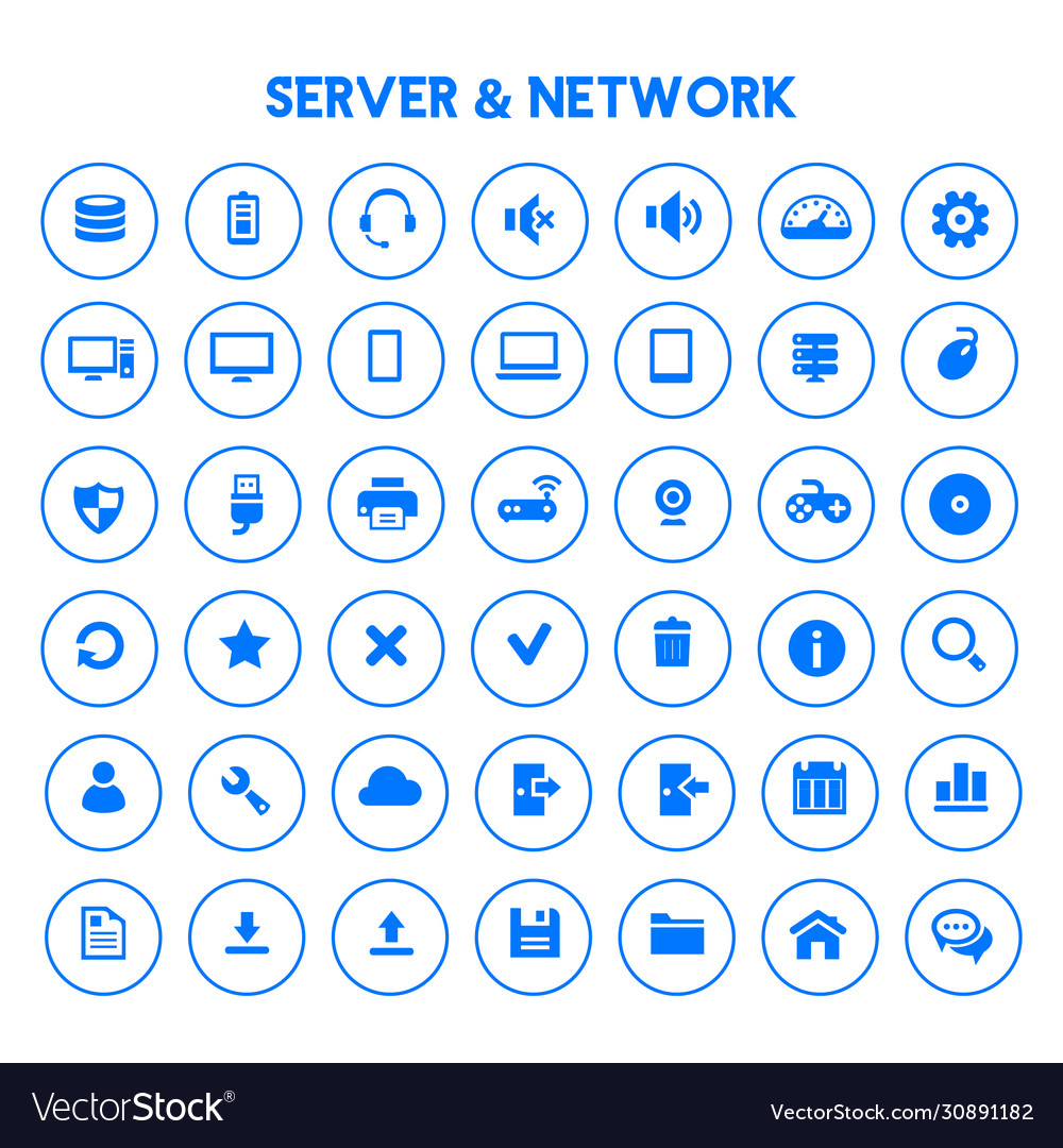 Computer and server networks icon set trendy flat Vector Image