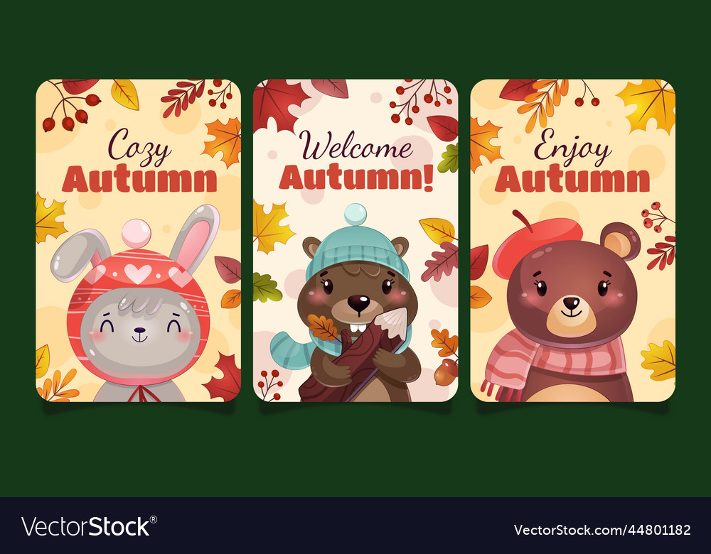 Detailed autumn cards collection design Royalty Free Vector