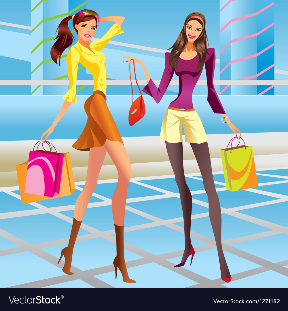 Fashion shopping girls in the mall