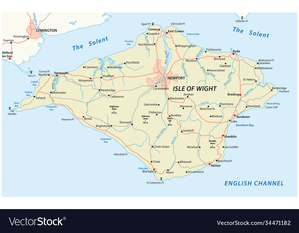 Isle wight road map Royalty Free Vector Image VectorStock