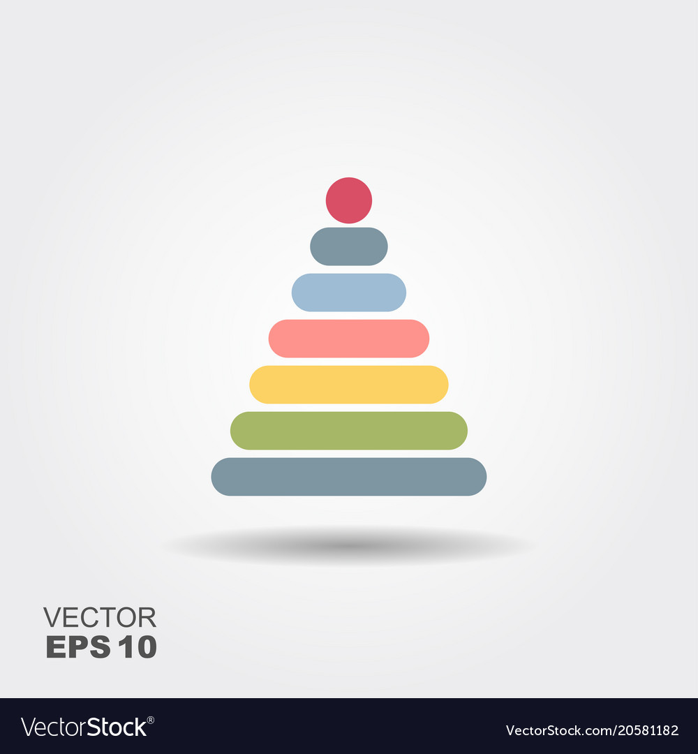 Pyramid toy flat icon with shadow Royalty Free Vector Image