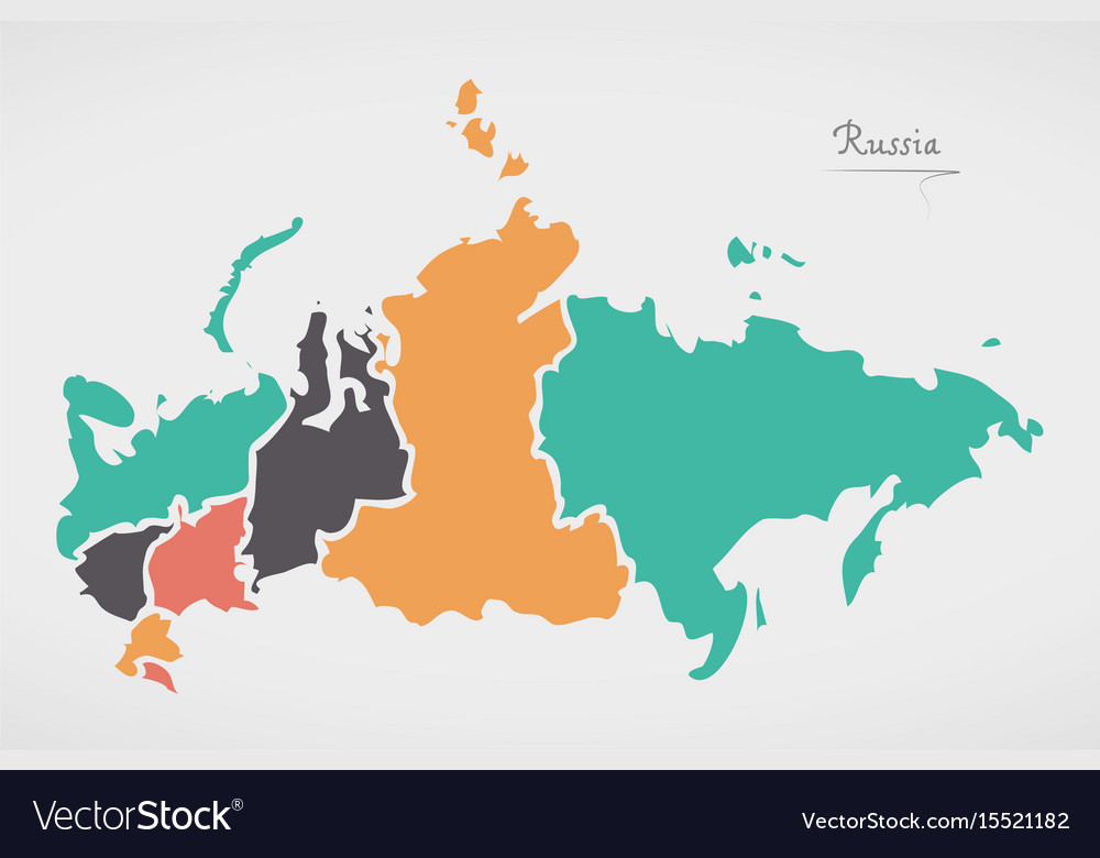 Russia map with states and modern round shapes Vector Image